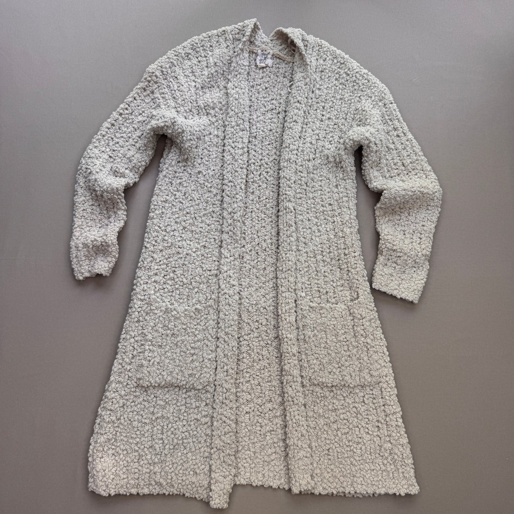 Hippie Rose Cream Popcorn Knit Longline Cardigan Duster Sweater Small